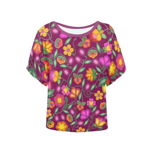Boreal Bounty Dark Magenta Batwing Blouse