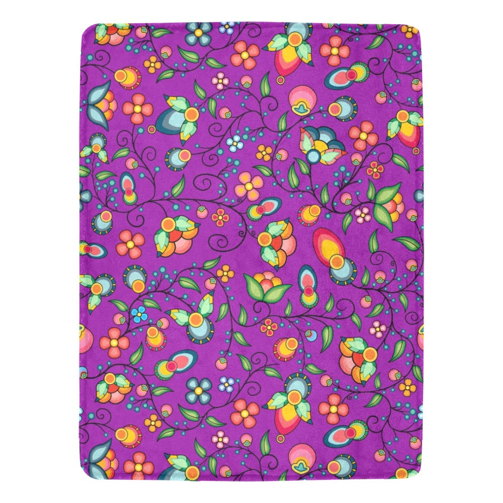 Floral Bounty Purple X-Large Micro Fleece Blanket