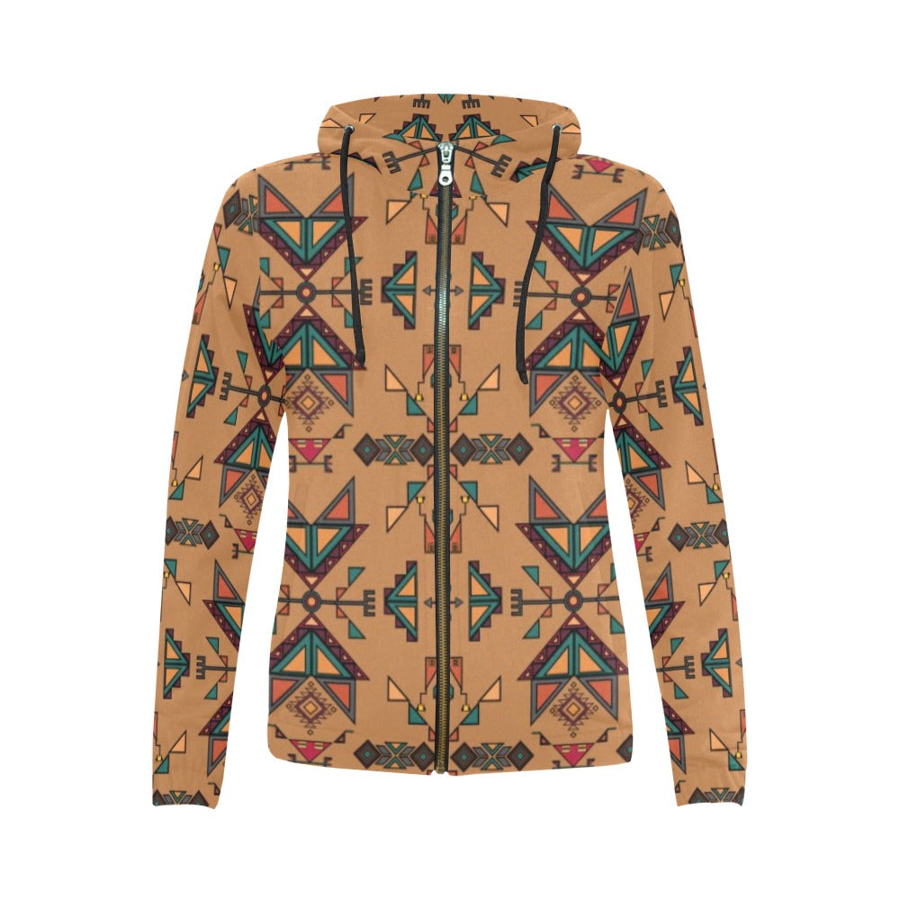 Arrow dawn Brown Full Zip Hoodie for Women