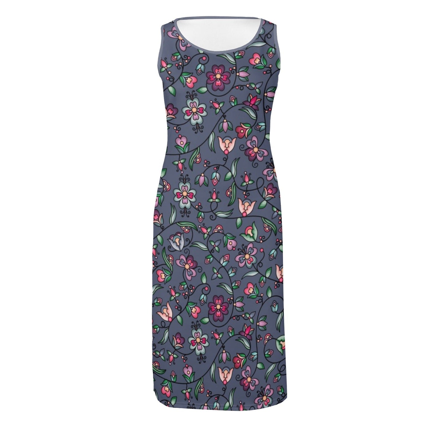 Amber Evening Garland Blue Phaedra Sleeveless Open Fork Long Dress