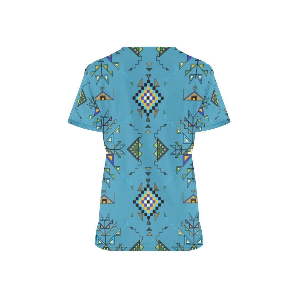 Bear Shield Blue Scrub Top