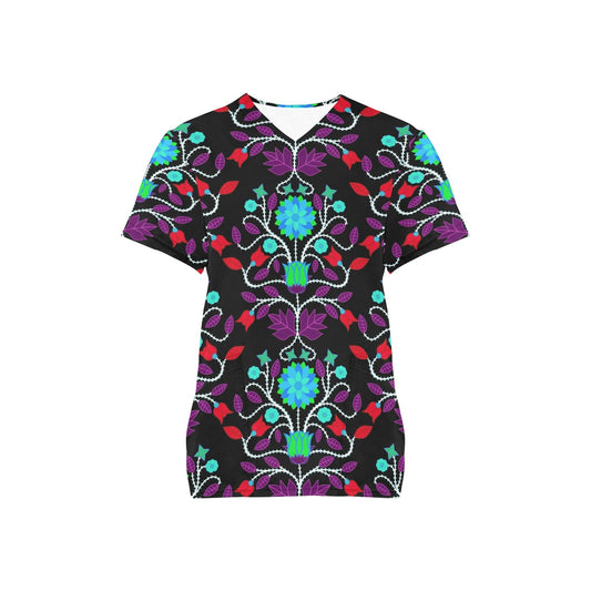 Floral Beadwork Four Clans Winter Scrub Top