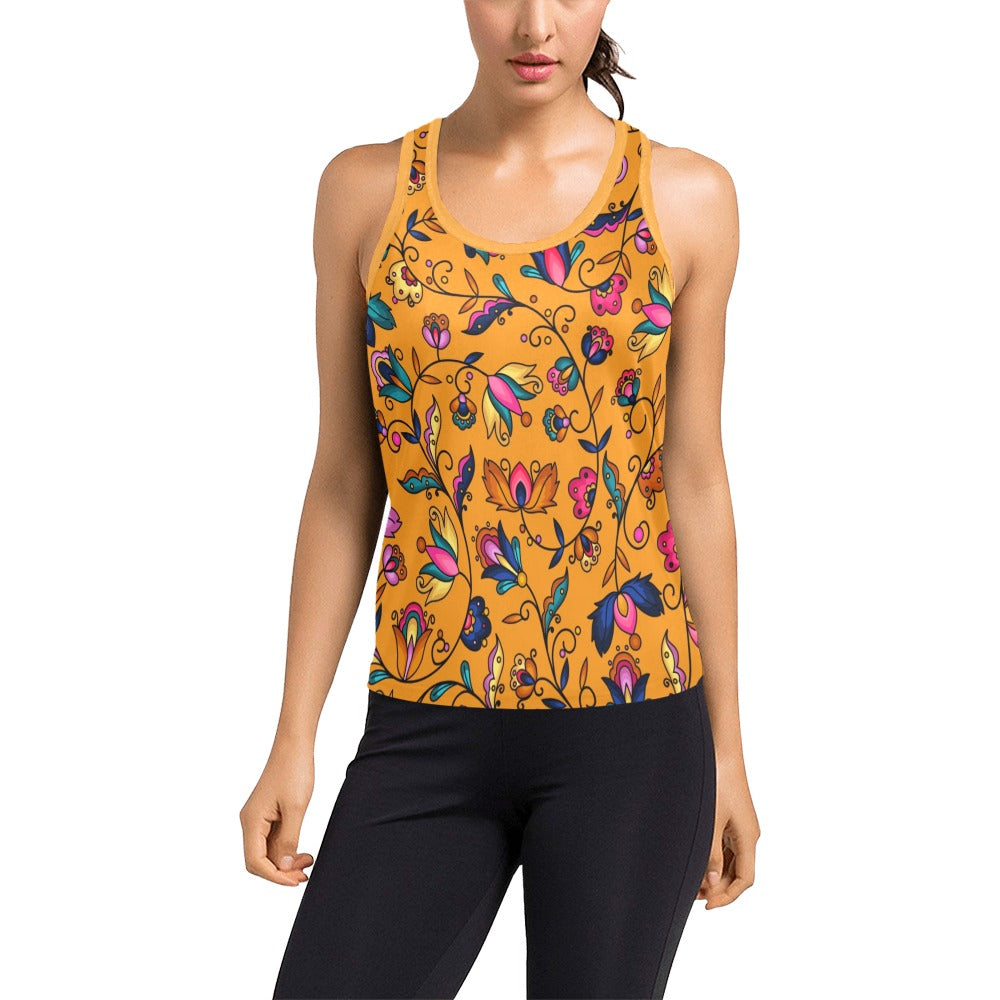 Copper Prairie Petals Orange Women's Racerback Tank Top