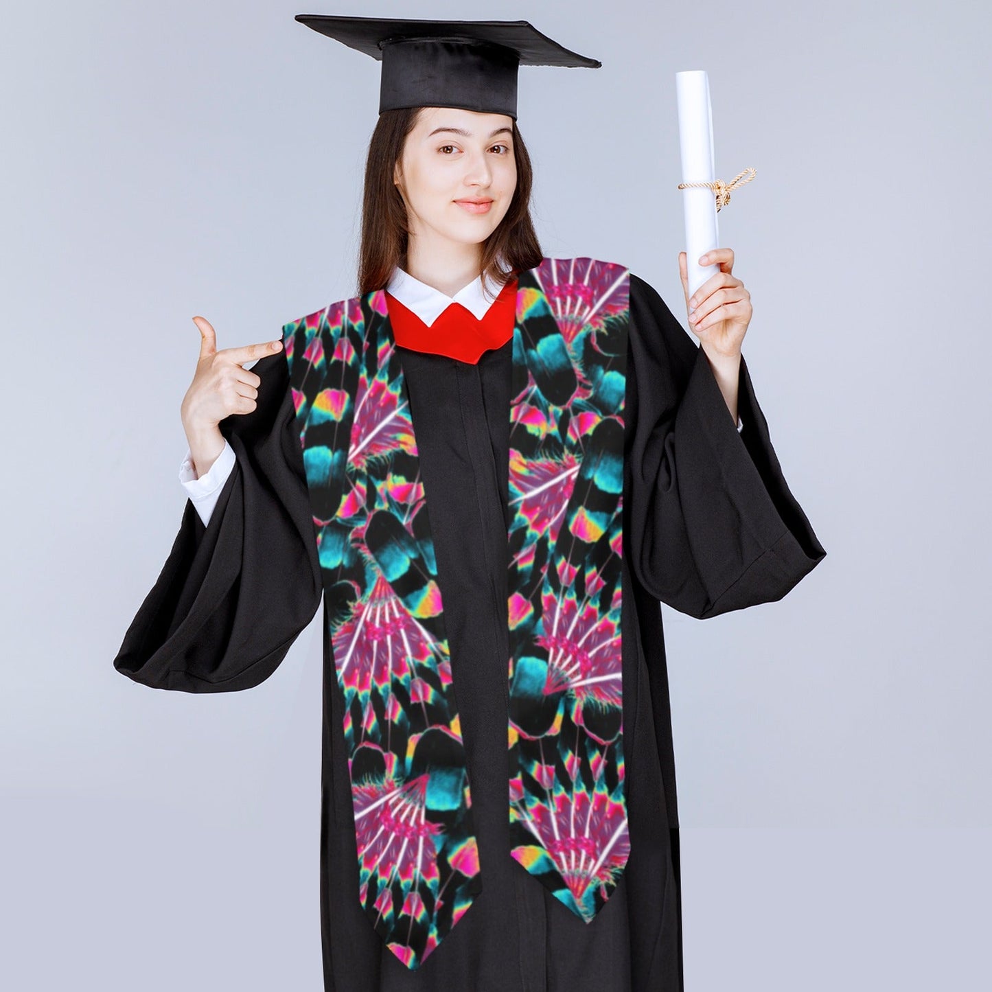 Hawk Feathers Heat Map Graduation Stole