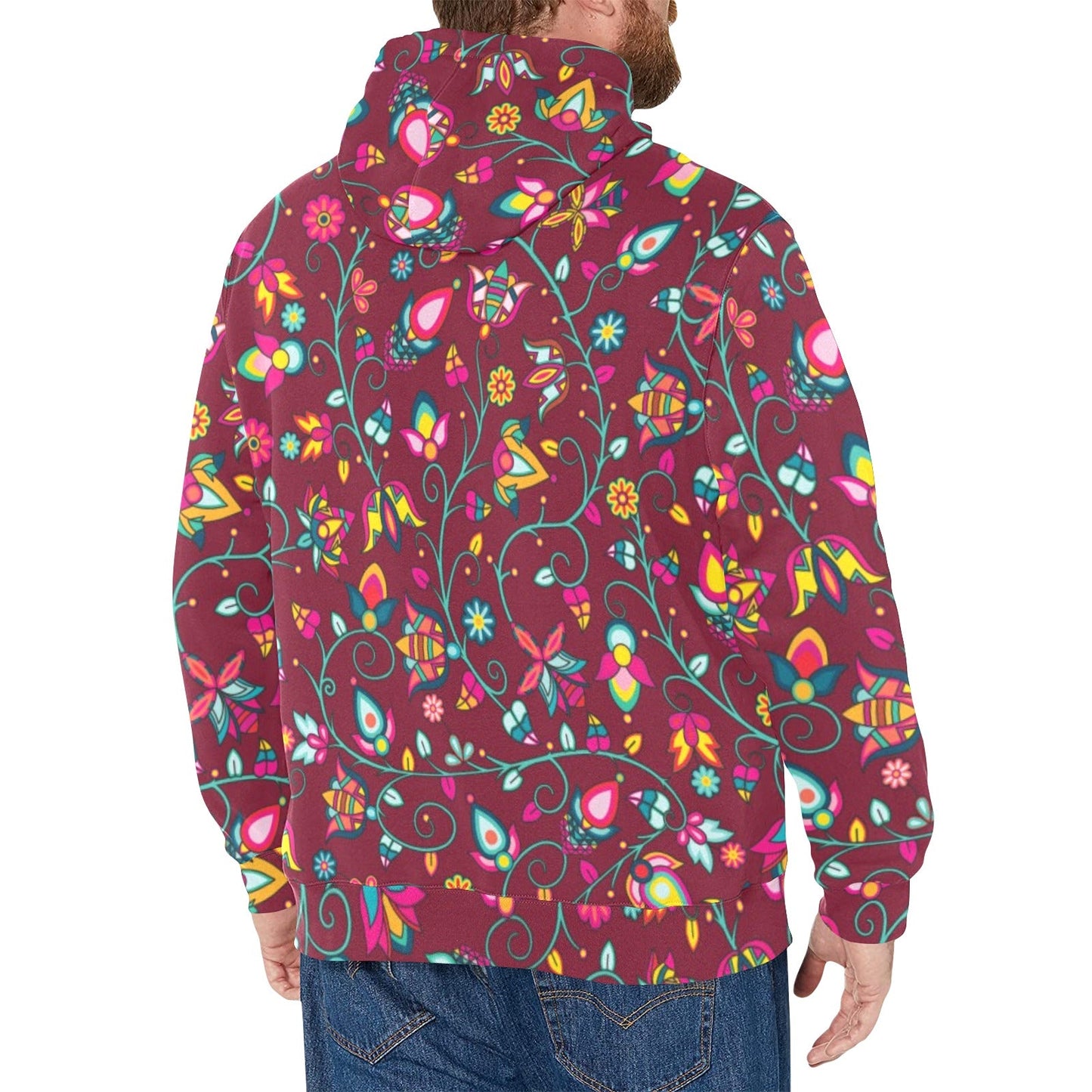 Thorny Path Cranberry Men's Long Sleeve Fleece Hoodie