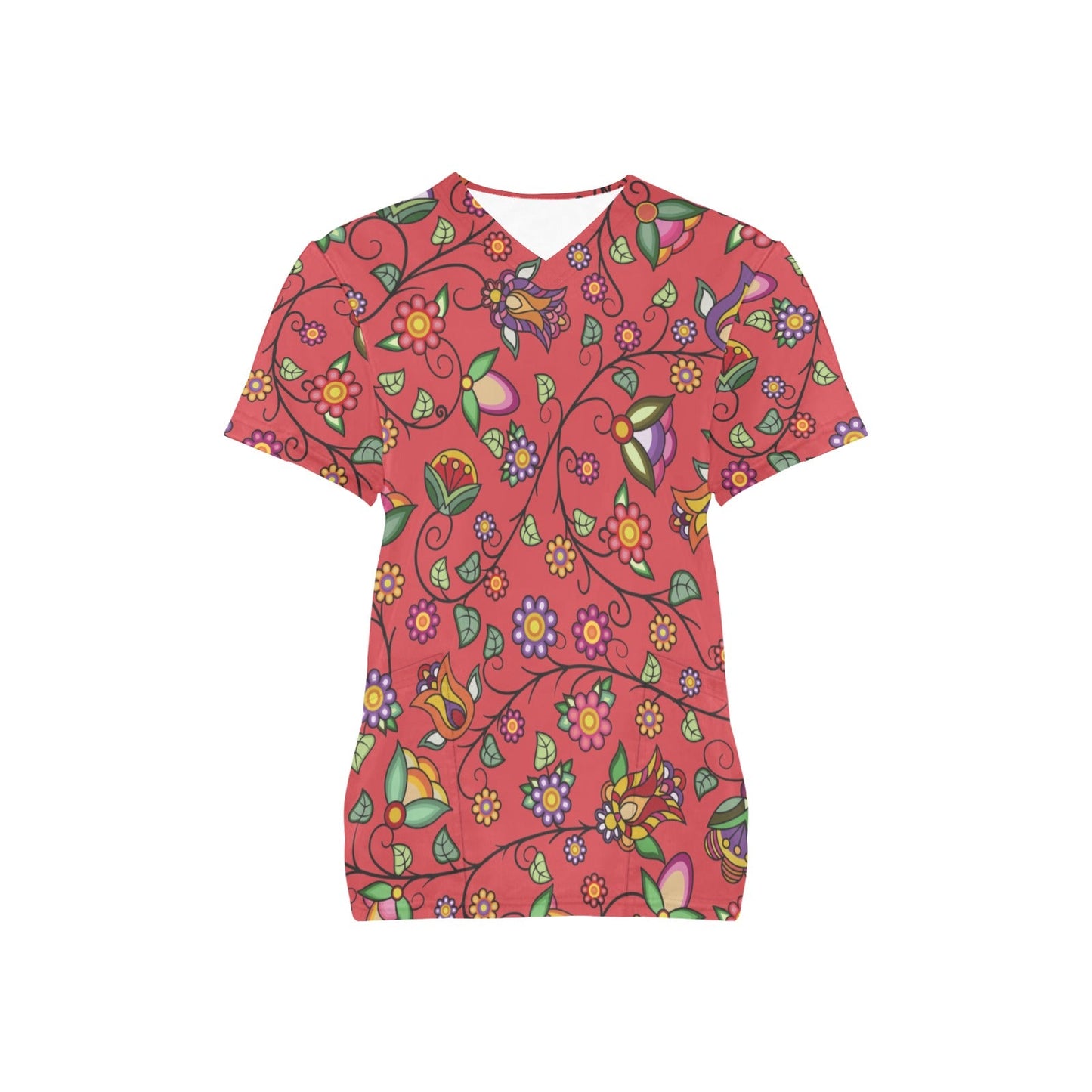 Heartbeat Petals Red Scrub Top