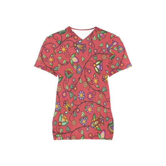 Heartbeat Petals Red Scrub Top