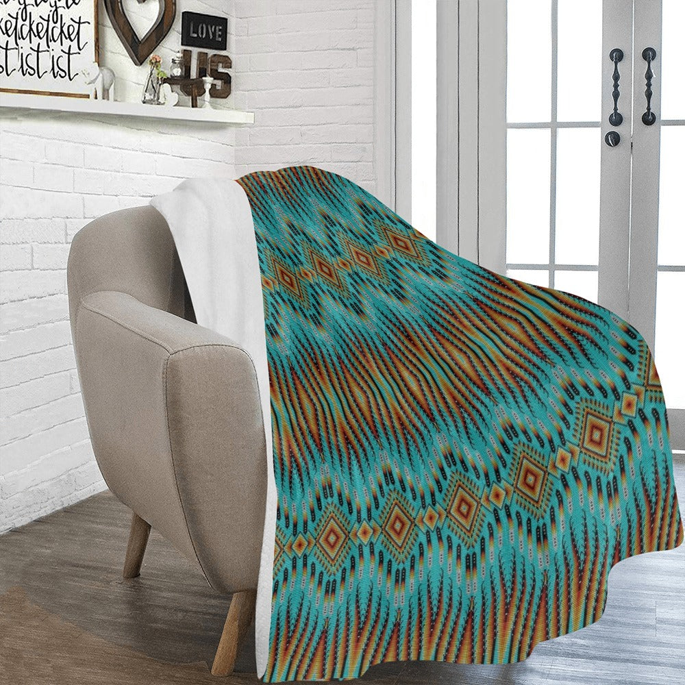 Fire Feather Turquoise X-Large Micro Fleece Blanket