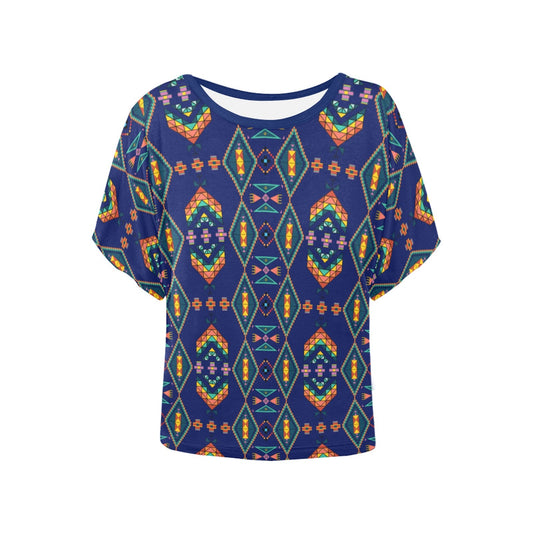 Travois Tipi Blue Women's Batwing-Sleeved Blouse T shirt