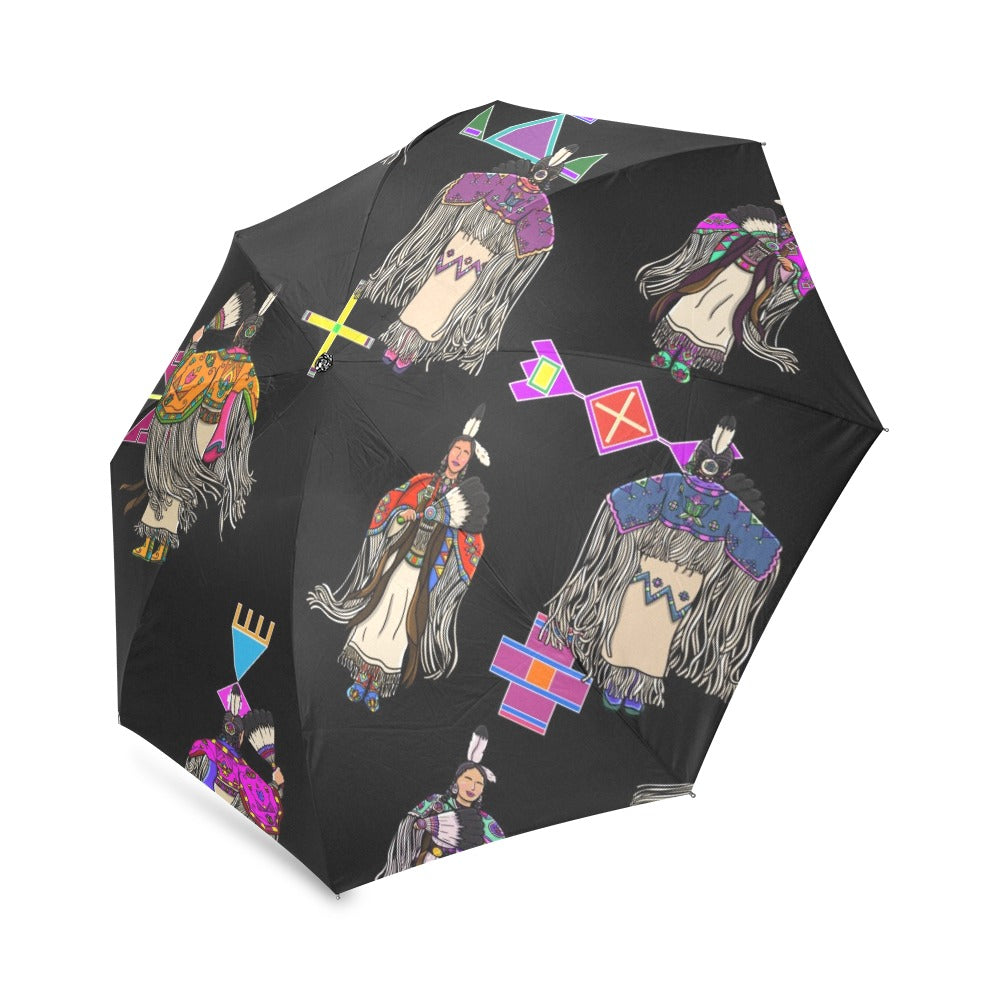 Women's Tradish Dancers Black Foldable Umbrella