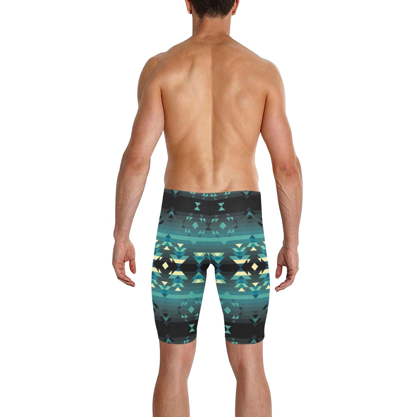 Inspire Green Men's Knee Length Swimming Trunks