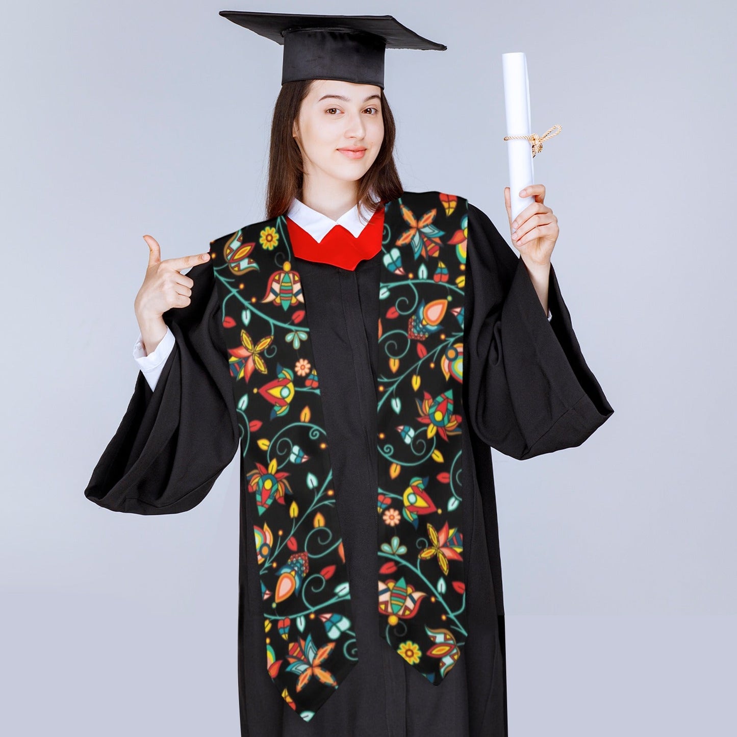Thorny Path Black Graduation Stole