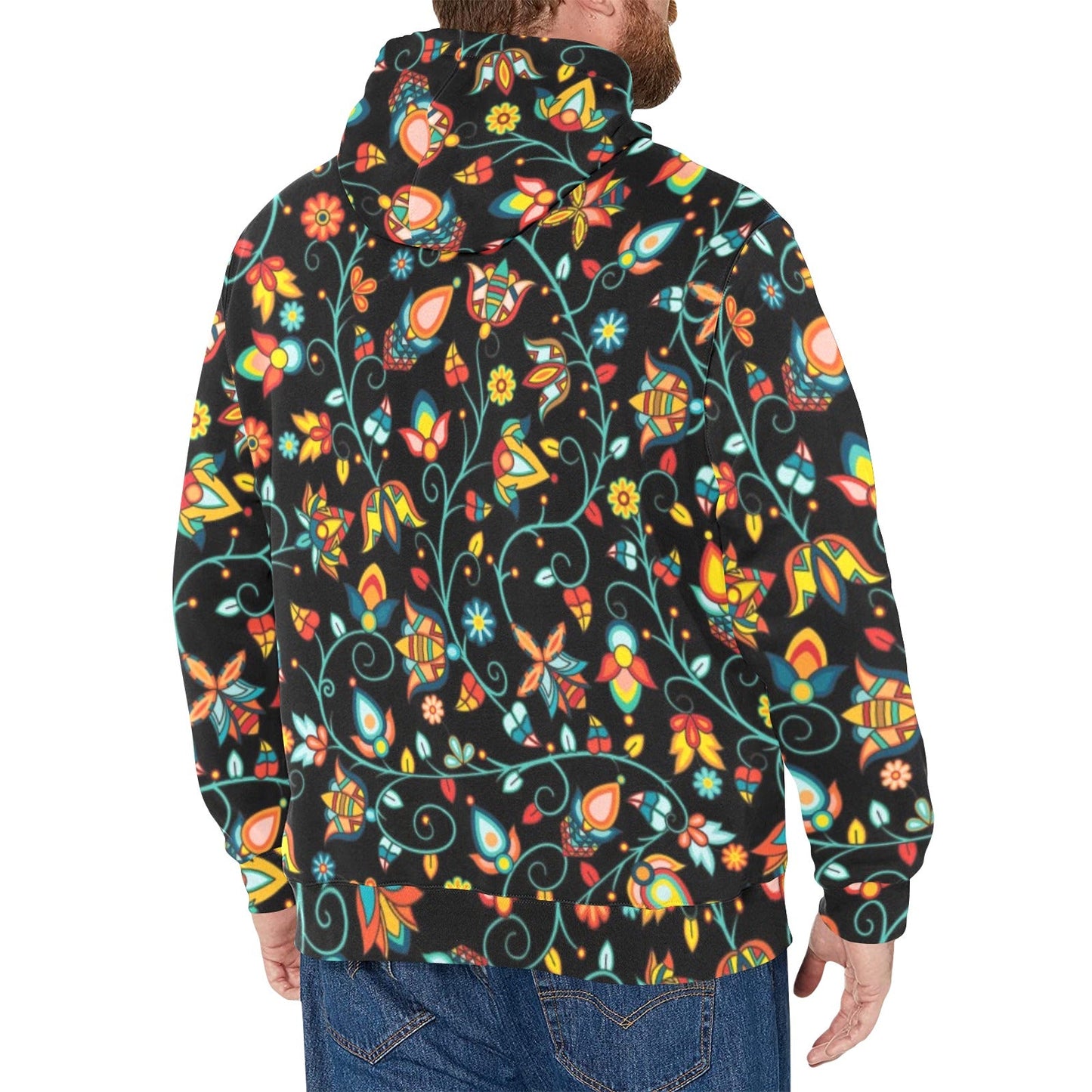 Thorny Path Black Men's Long Sleeve Fleece Hoodie