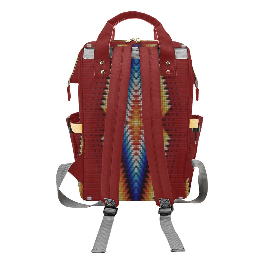 Diamond in the Bluff Red Multi-Function Diaper Backpack/Diaper Bag