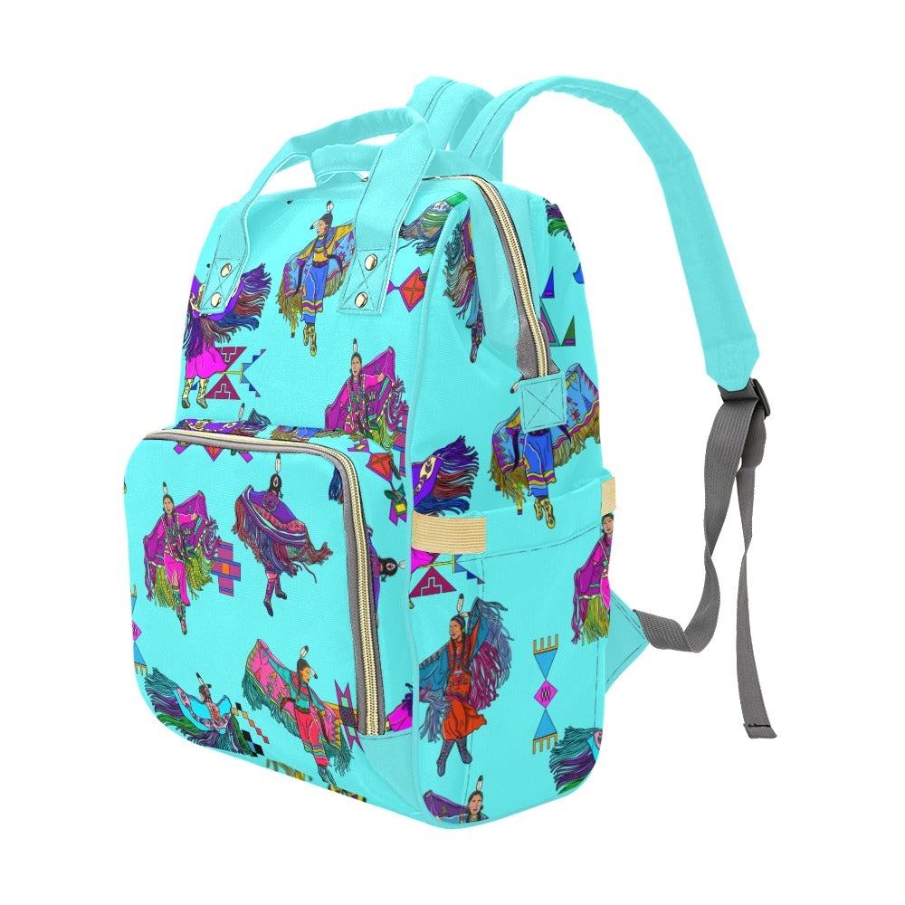 Women's Fancy Dancers Turquoise Multi-Function Diaper Backpack