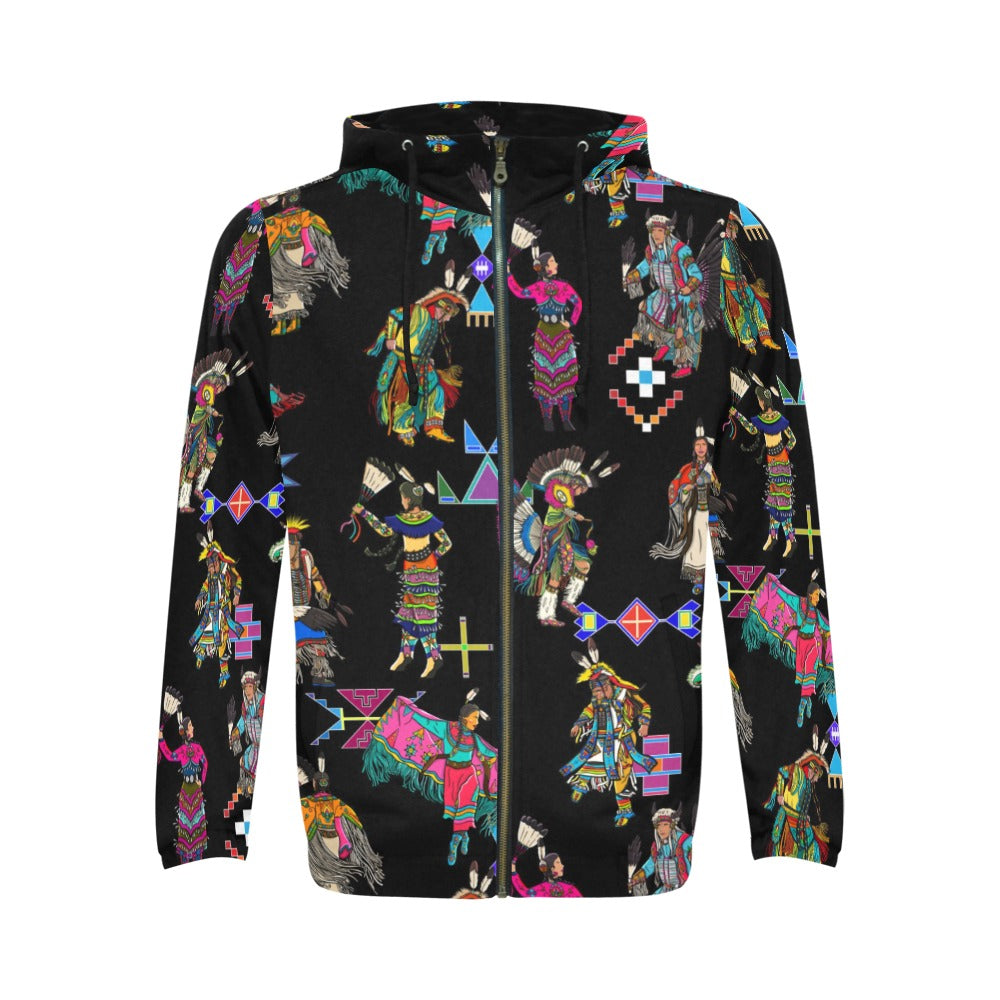 Grand Entry Dancers Black Men's Zipper Hoodie