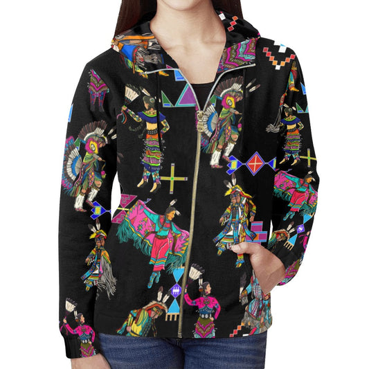 Grand Entry Dancers Black Full Zip Hoodie for Women