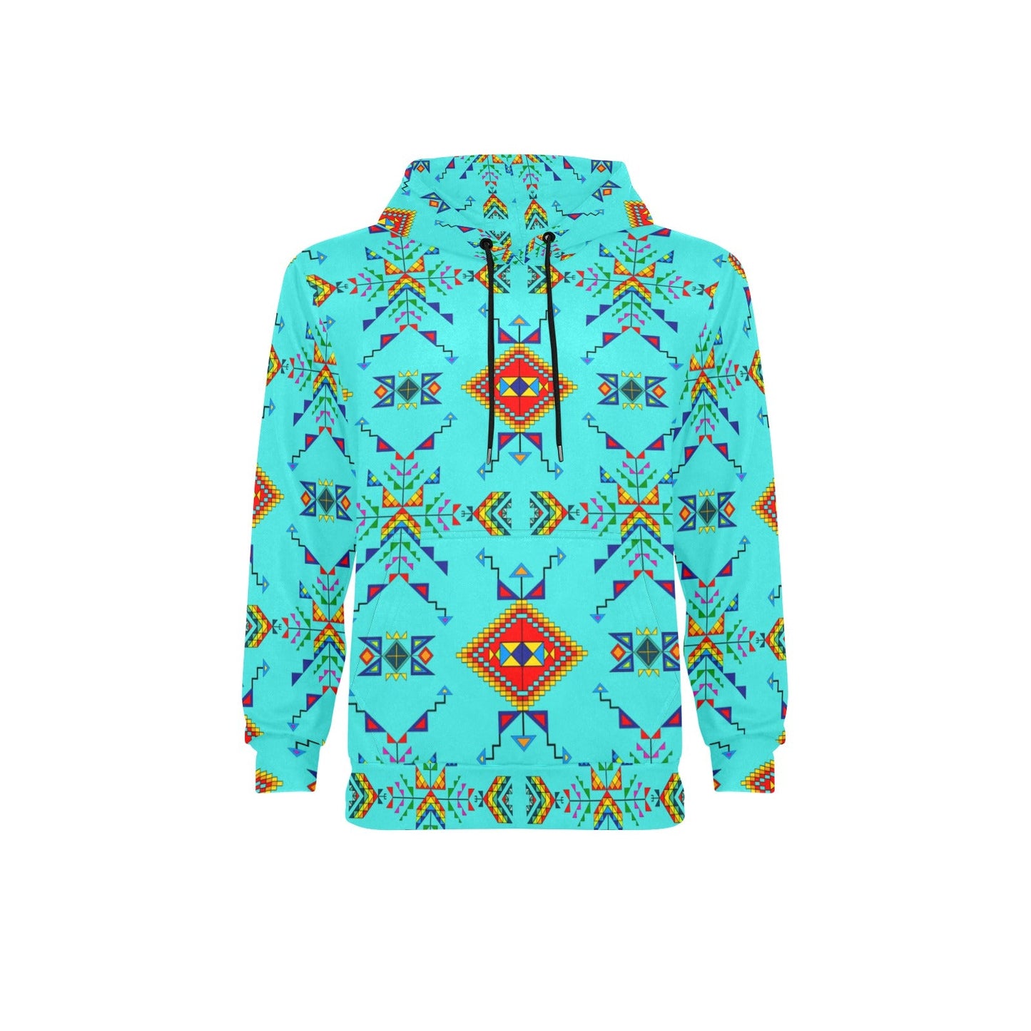 Buffalo Jump Turquoise Men's Long Sleeve Fleece Hoodie