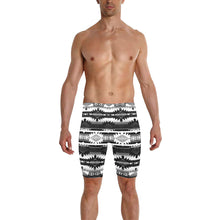 Load image into Gallery viewer, Okotoks Black and White Men&#39;s Knee Length Swimming Trunks
