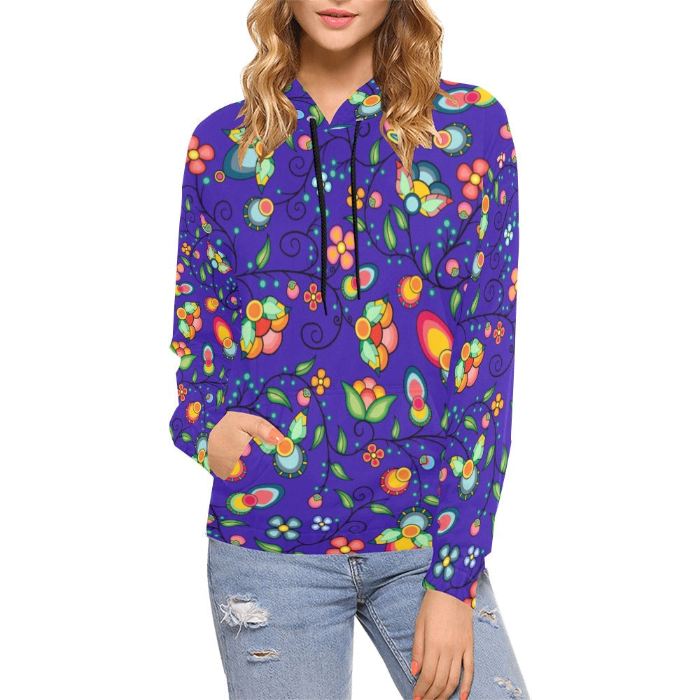 Floral Bounty Blue Hoodie for Women