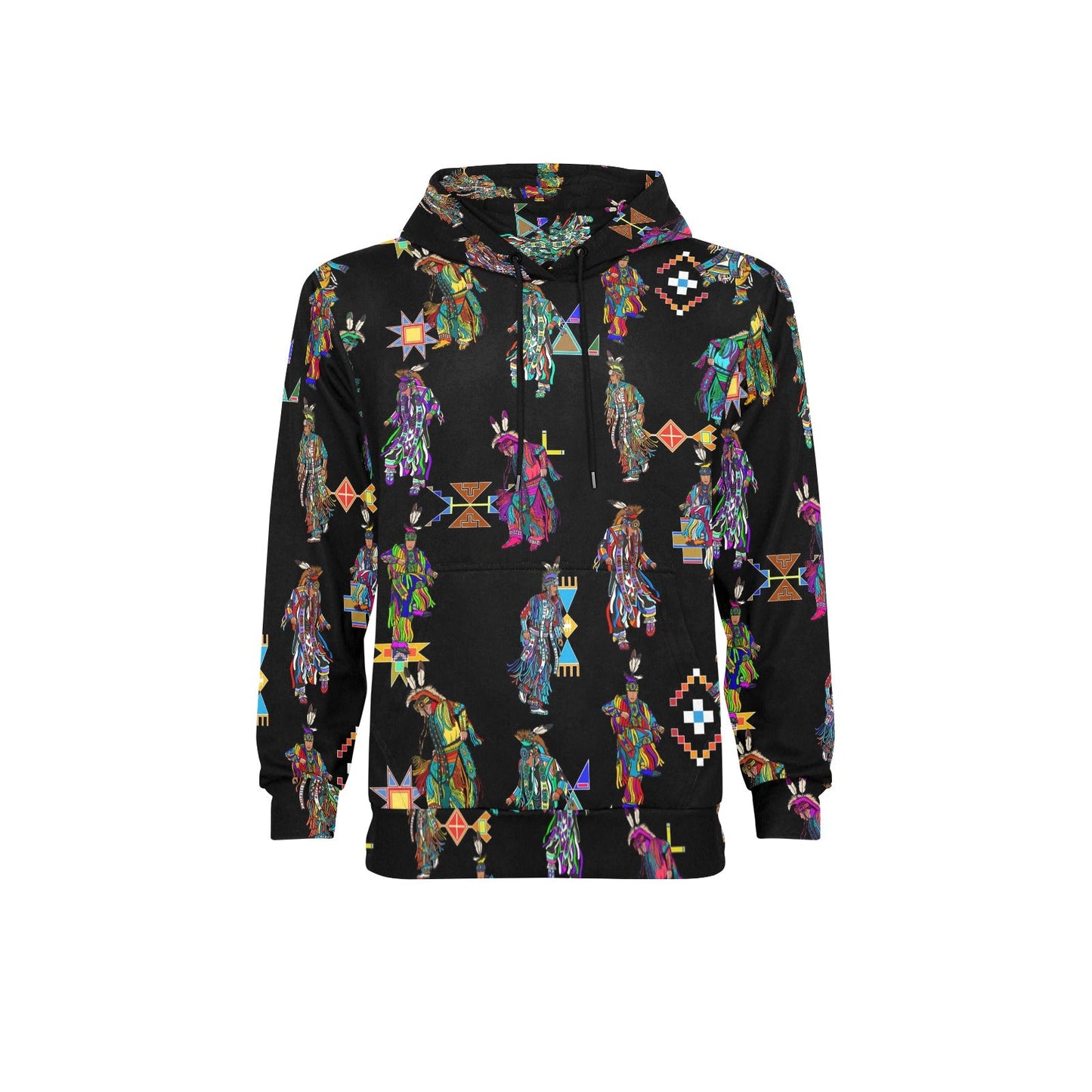 Men's Grass Dancers Black Men's Long Sleeve Fleece Hoodie