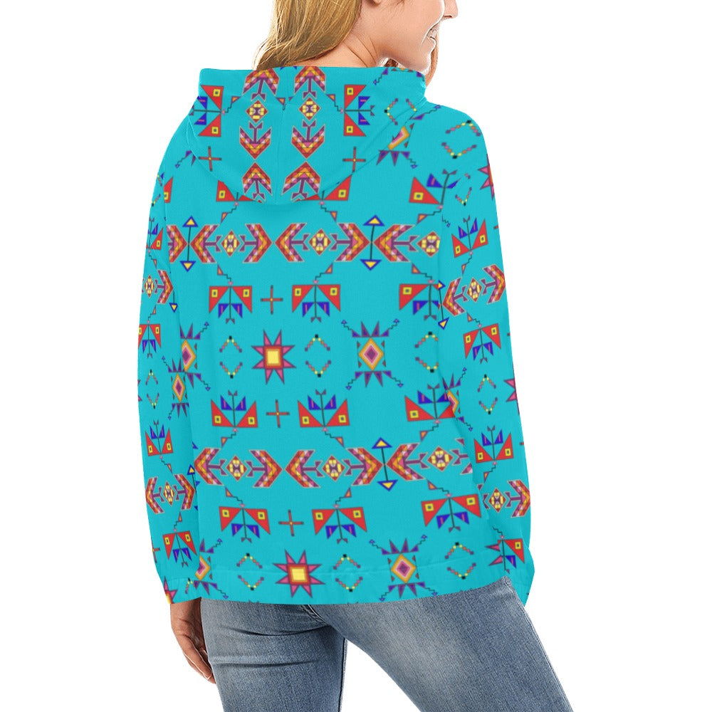 Scattered Generations Turquoise Hoodie for Women
