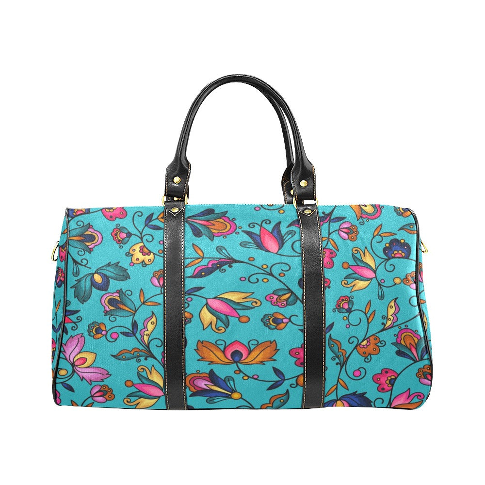 Copper Prairie Petals Turquoise Large Travel Bag