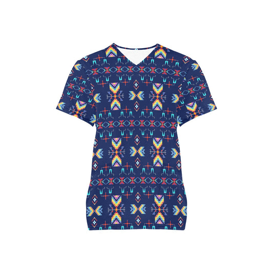Rainy Chief Rainbow Night Lake Scrub Top