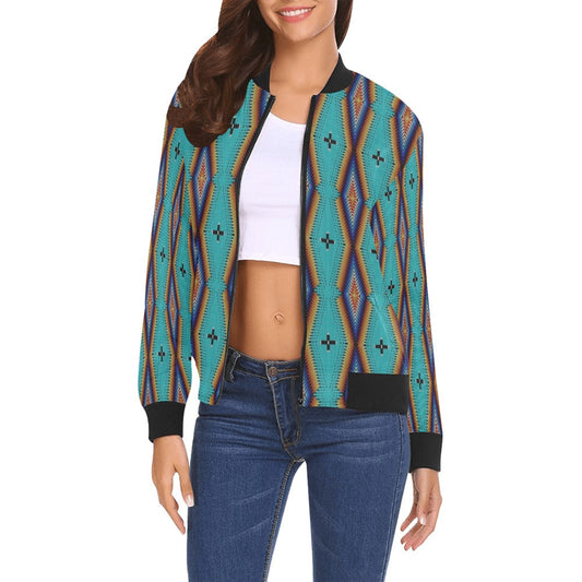 Diamond in the Bluff Turquoise Bomber Jacket for Women