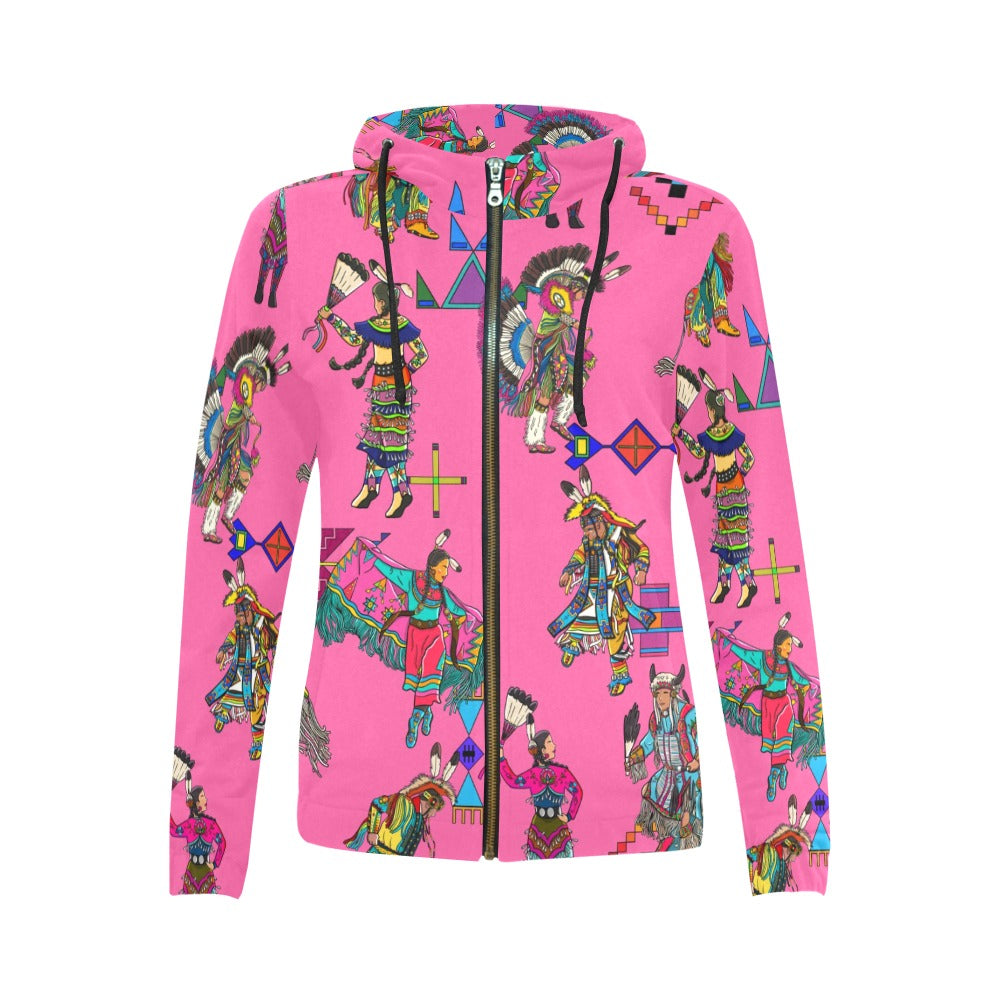 Grand Entry Dancer Pink Full Zip Hoodie for Women