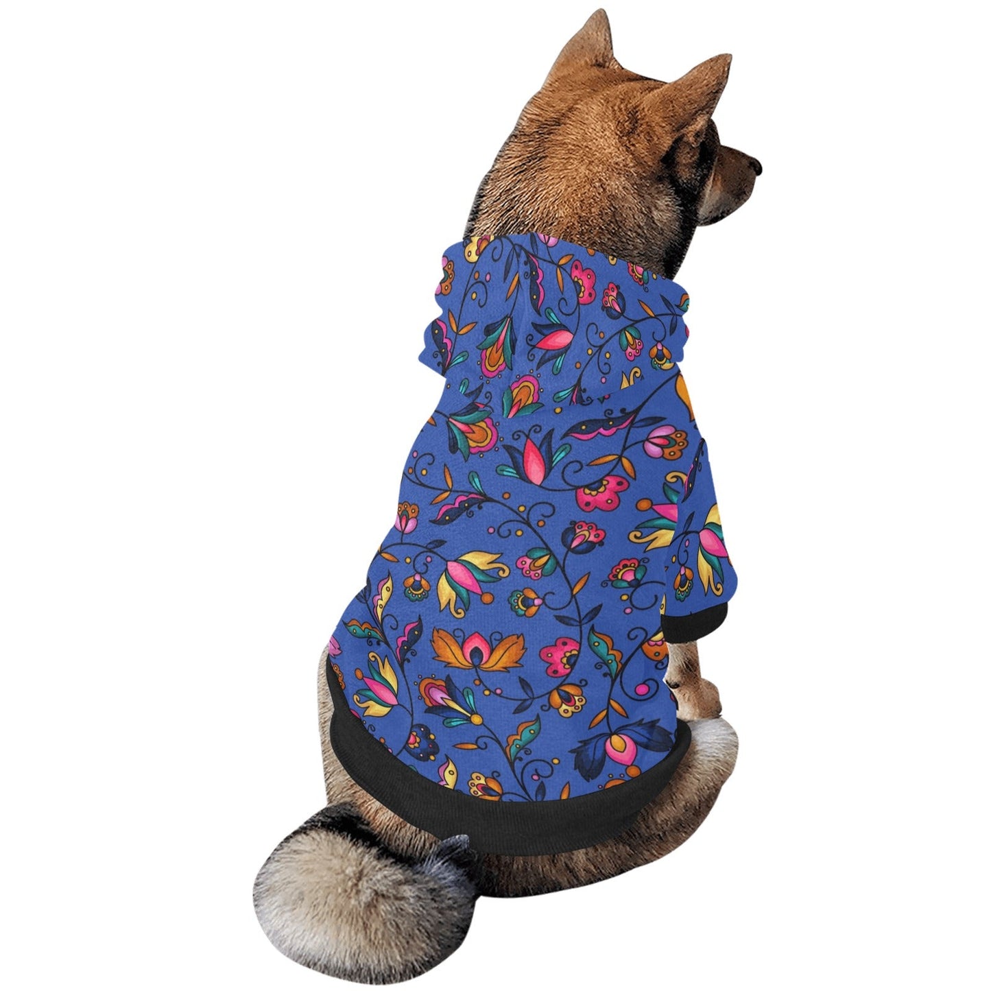 Copper Prairie Petals Blue Pet Dog Hoodie