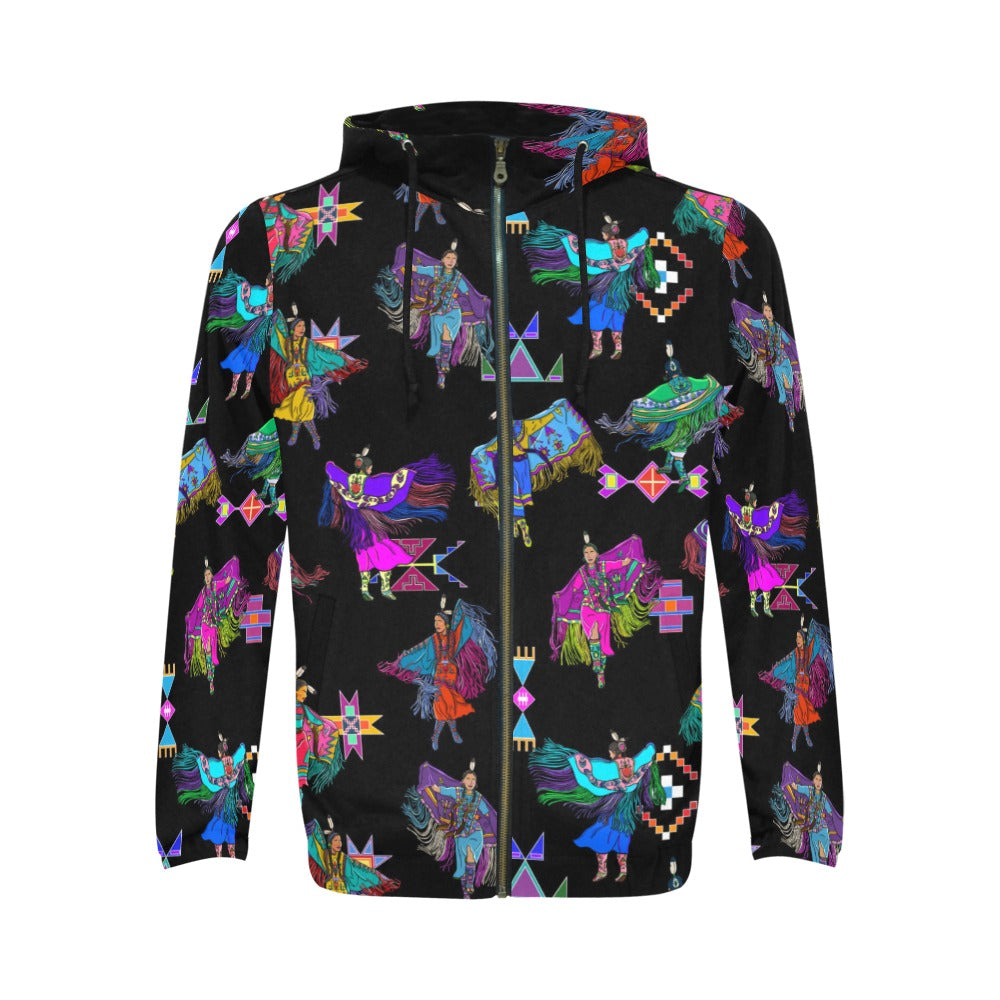Women's Fancy Dancers Black Men's Zipper Hoodie