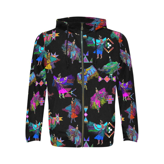 Women's Fancy Dancers Black Men's Zipper Hoodie