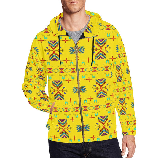 Rainy Chief Rainbow Yellow Men's Zipper Hoodie