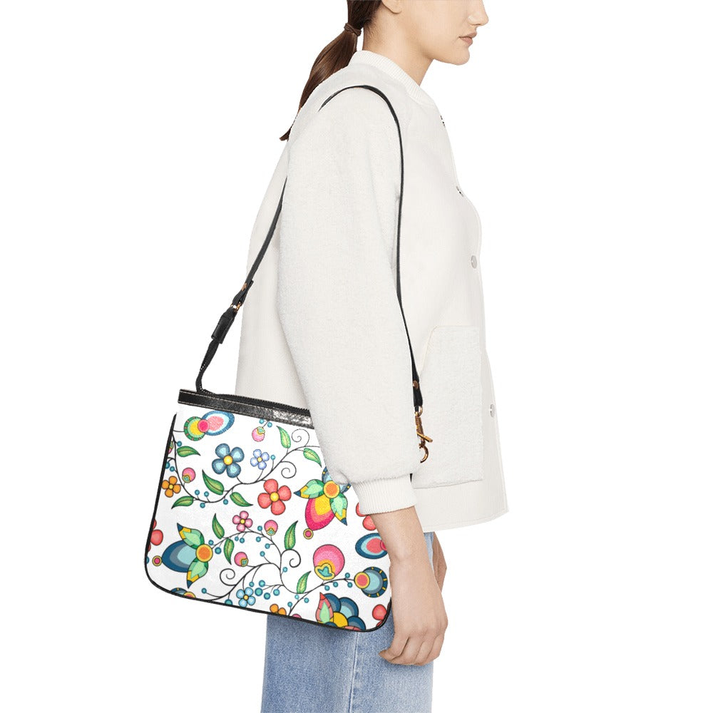 Floral Bounty White Small Shoulder Bag