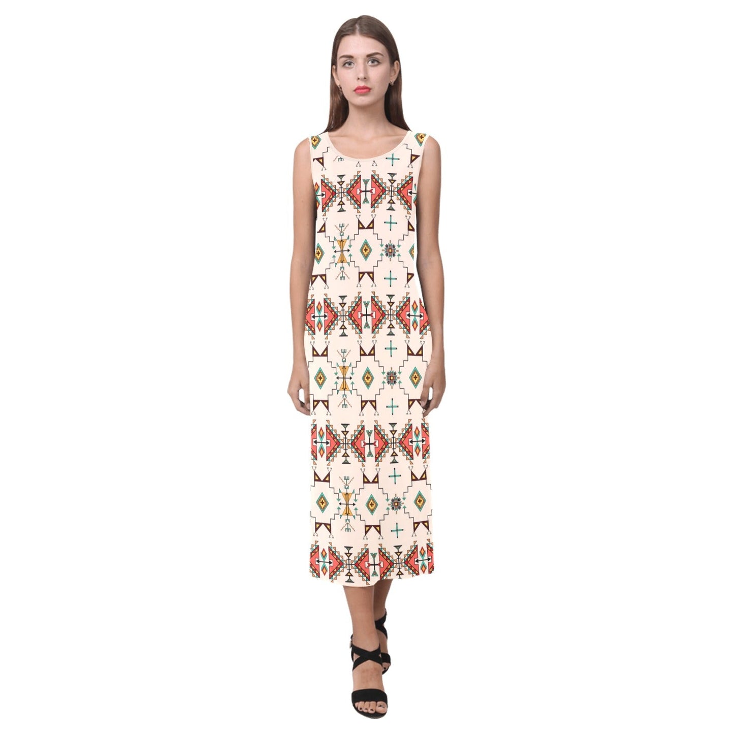 Thunder Flight Cream Phaedra Sleeveless Open Fork Long Dress