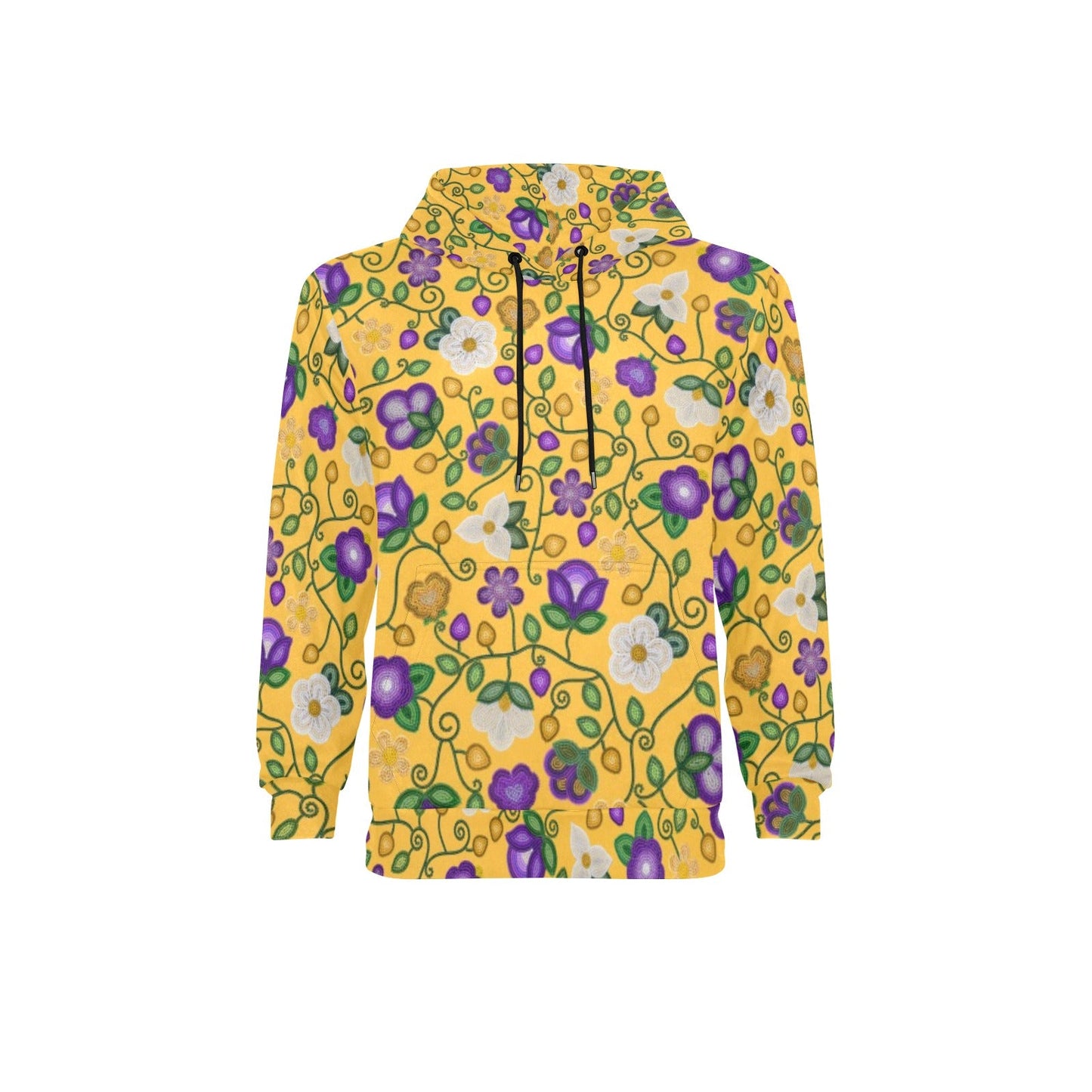Midnight Moss Bloom Yellow Fleece Hoodie