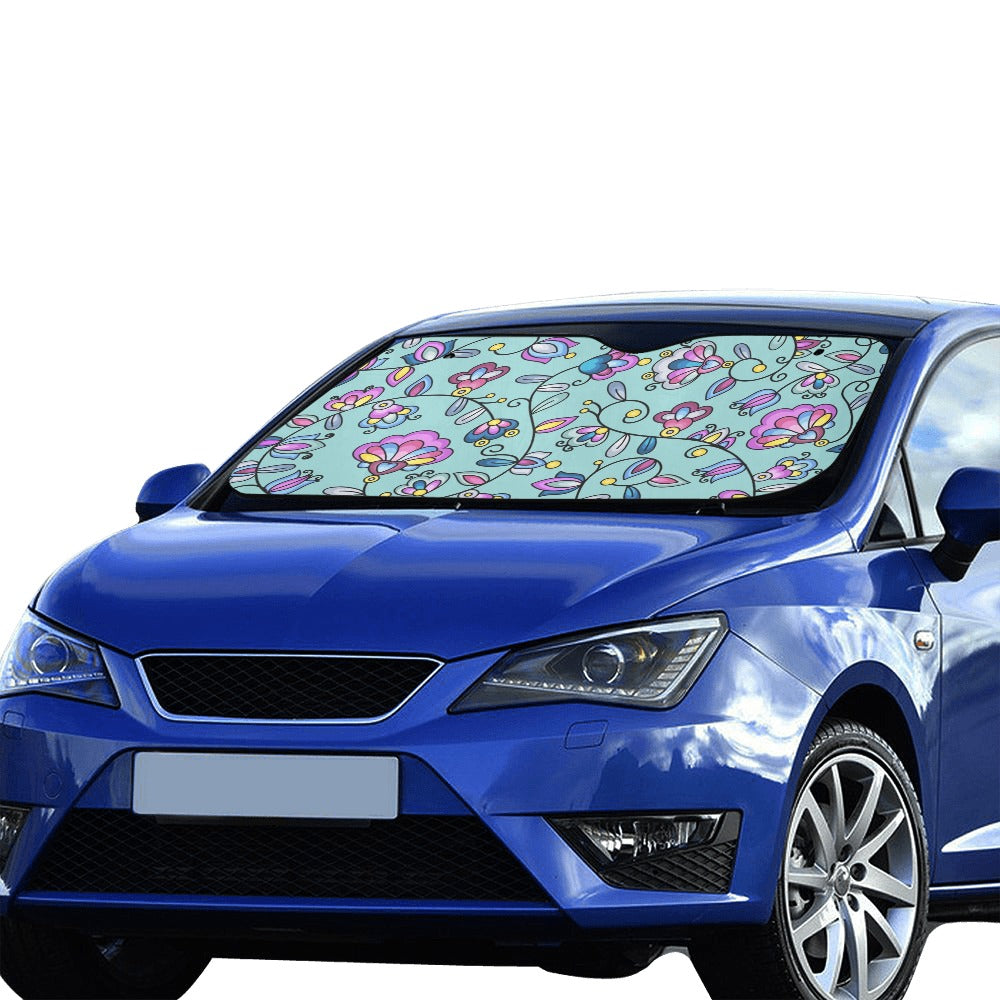 Autumn Bundle Blessing Turquoise Car Sun Shade 55"x30"