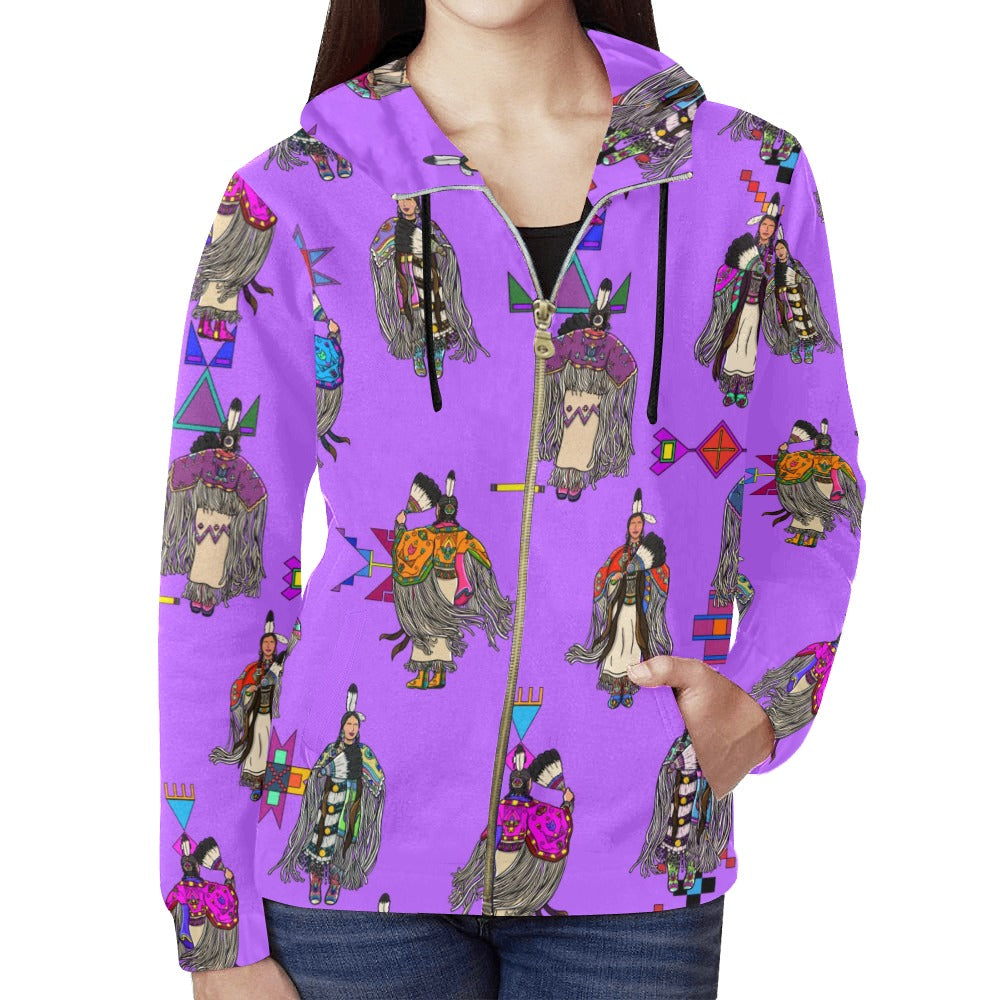 Women's Tradish Dancers Purple Full Zip Hoodie for Women