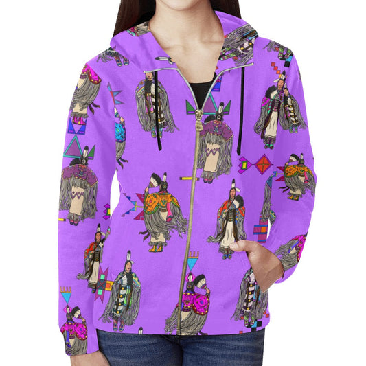 Women's Tradish Dancers Purple Full Zip Hoodie for Women