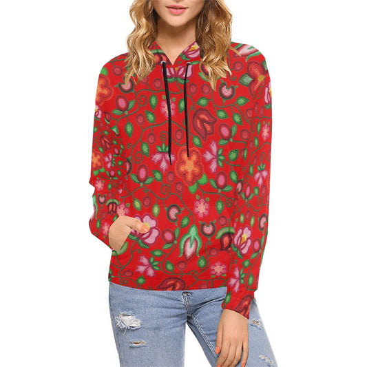Rose Reverie Red Hoodie for Women