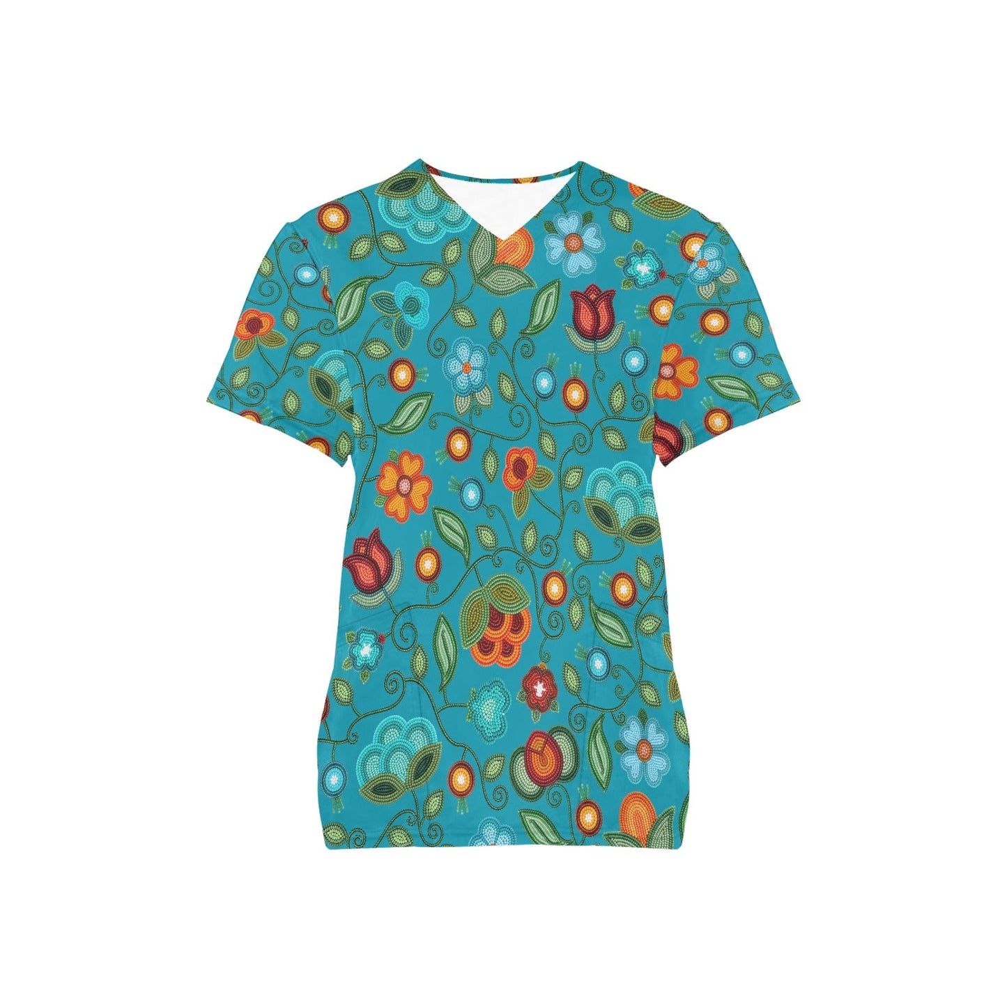 Prairie Fire Petals Ocean Scrub Top