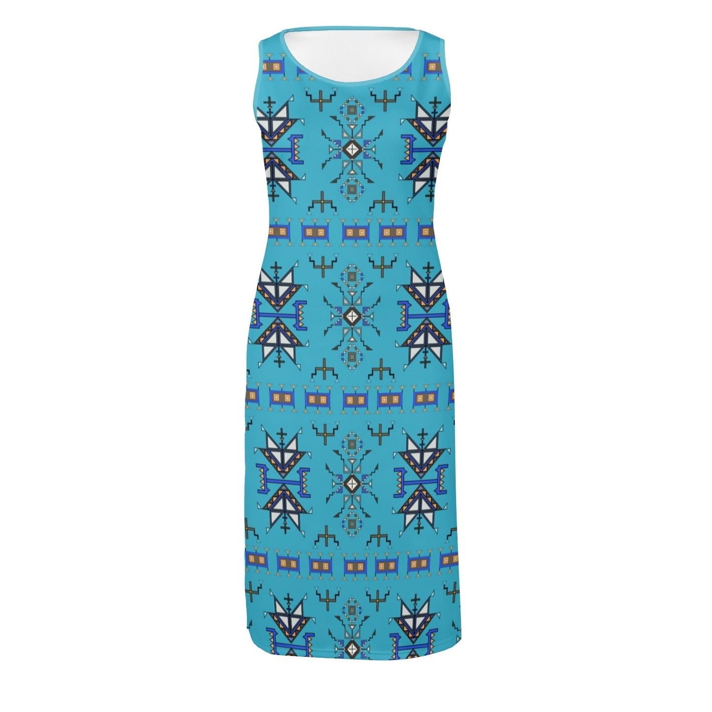 Eagle Strike Blue Phaedra Sleeveless Open Fork Long Dress