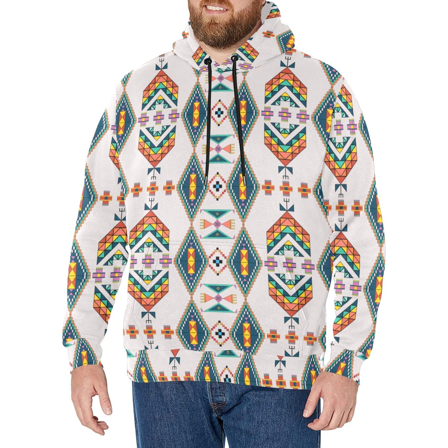 Travois Tipi Grey Men's Long Sleeve Fleece Hoodie