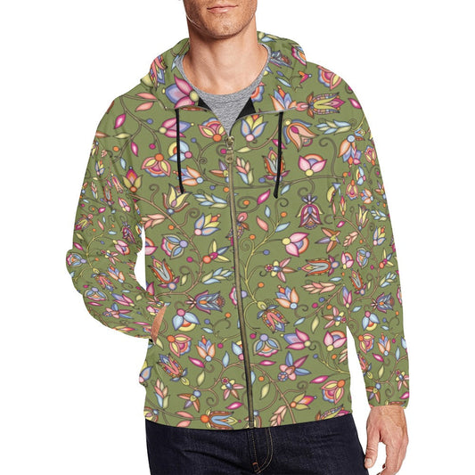 Buffalo Bloom Sage Men's Zipper Hoodie