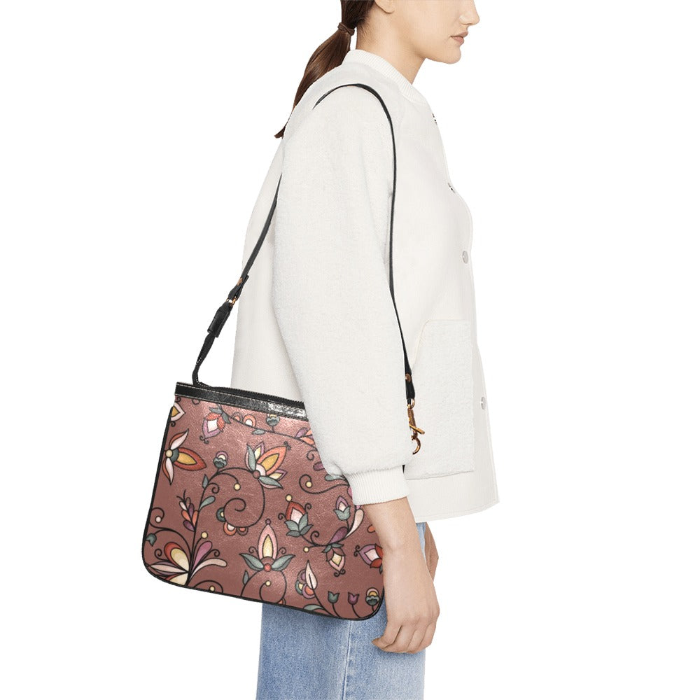 Burnt Sky Petals Brown Small Shoulder Bag