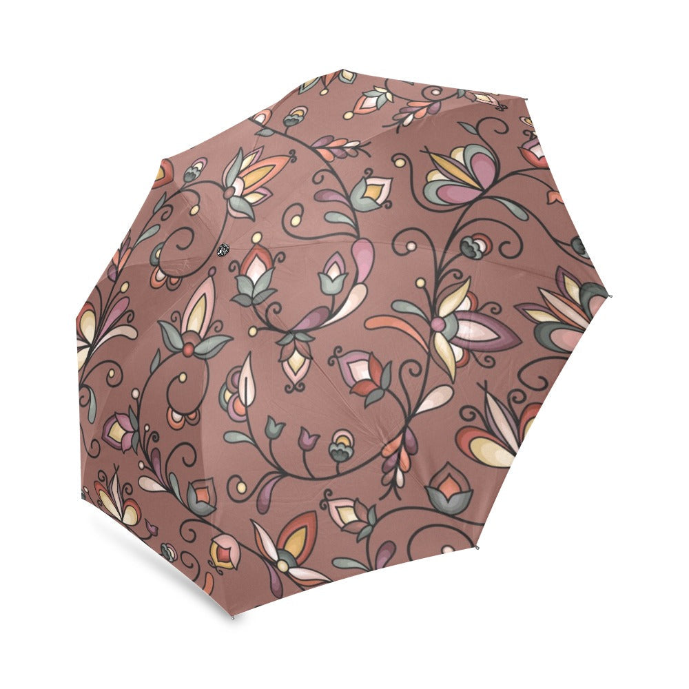 Burnt Sky Petals Brown Foldable Umbrella