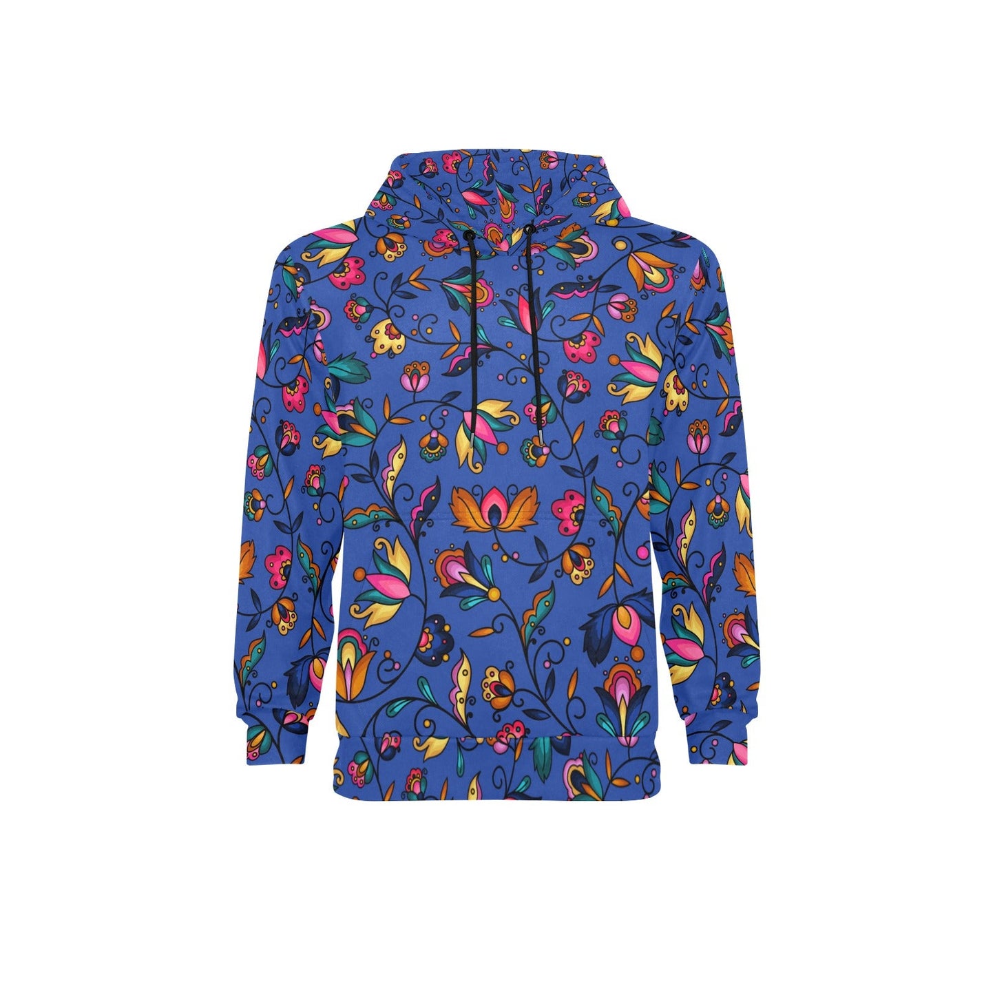 Copper Prairie Petals Blue Men's Long Sleeve Fleece Hoodie