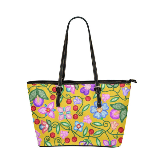 Petal Harmony Ochre Leather Tote