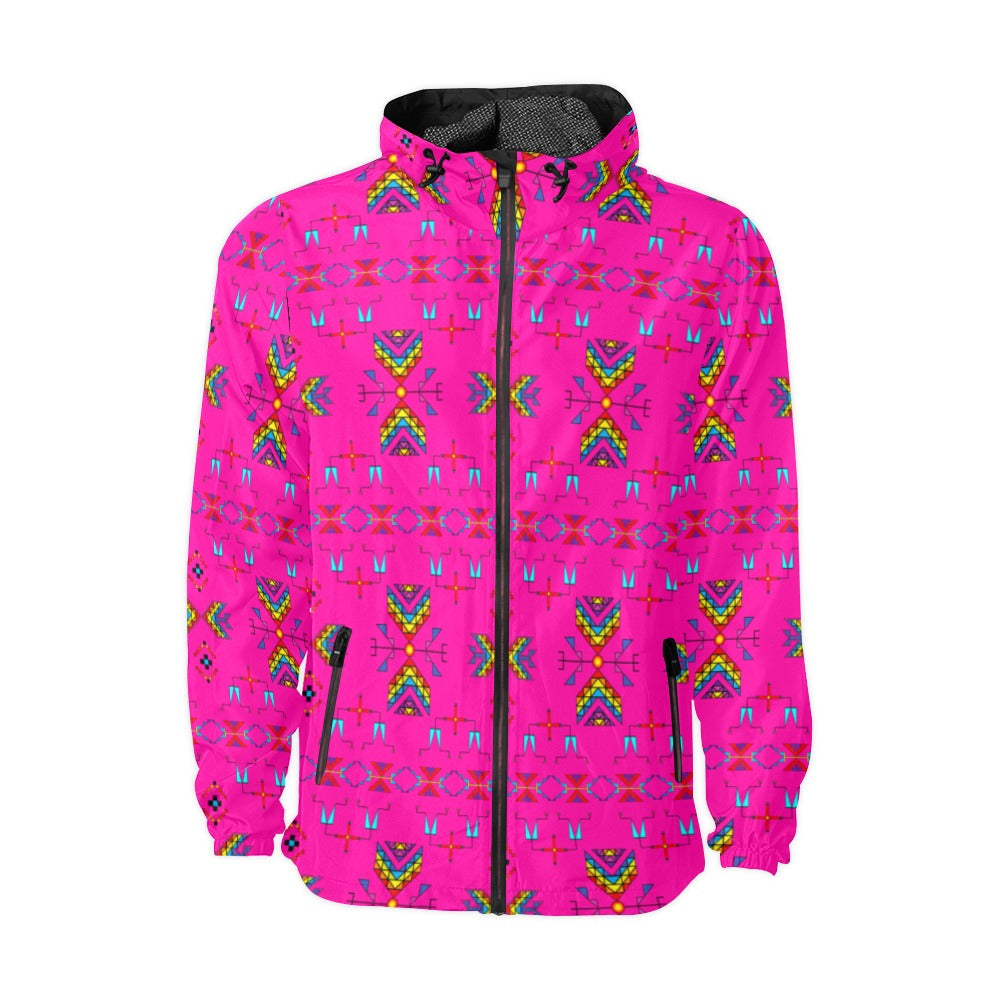 Rainy Chief Rainbow Hot Pink Men's Windbreaker
